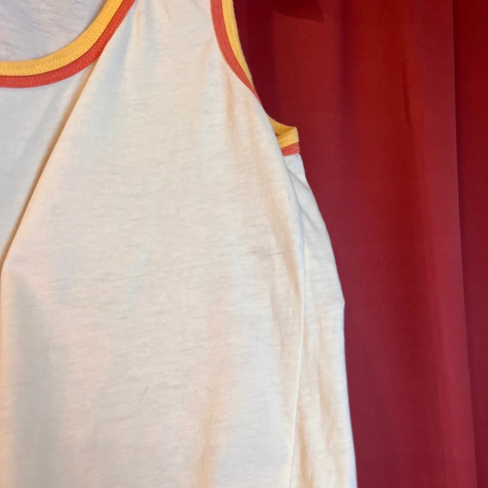 Retro White Tank Top with Trim - Picture 3 of 4